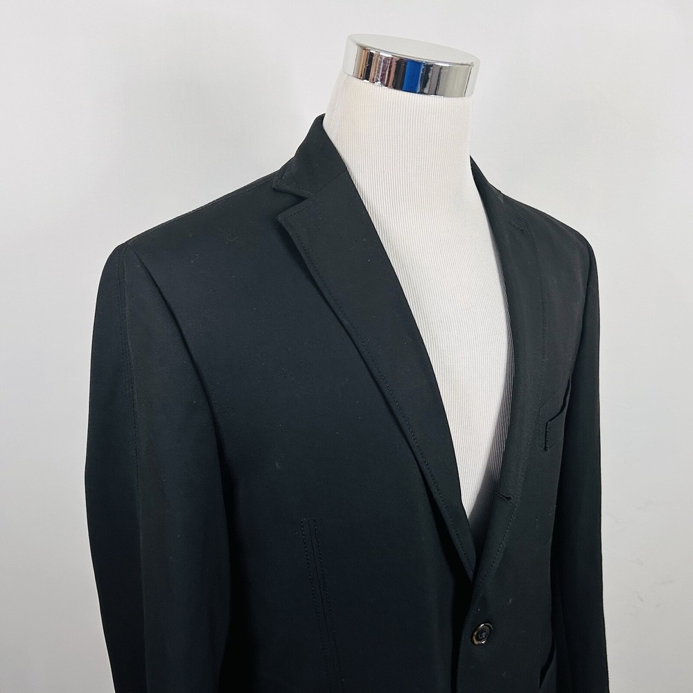 JKT New York 44R All Weather Sport Coat Black Poly Blend Three Button Vented